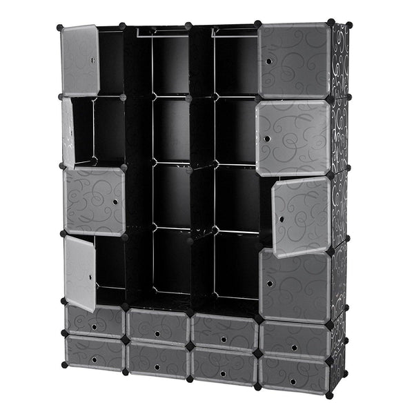 acquista Modularer quadratischer Schrank 8+8+8 Fächer Schwarz mit Rizzetti-Stickerei Mod24br