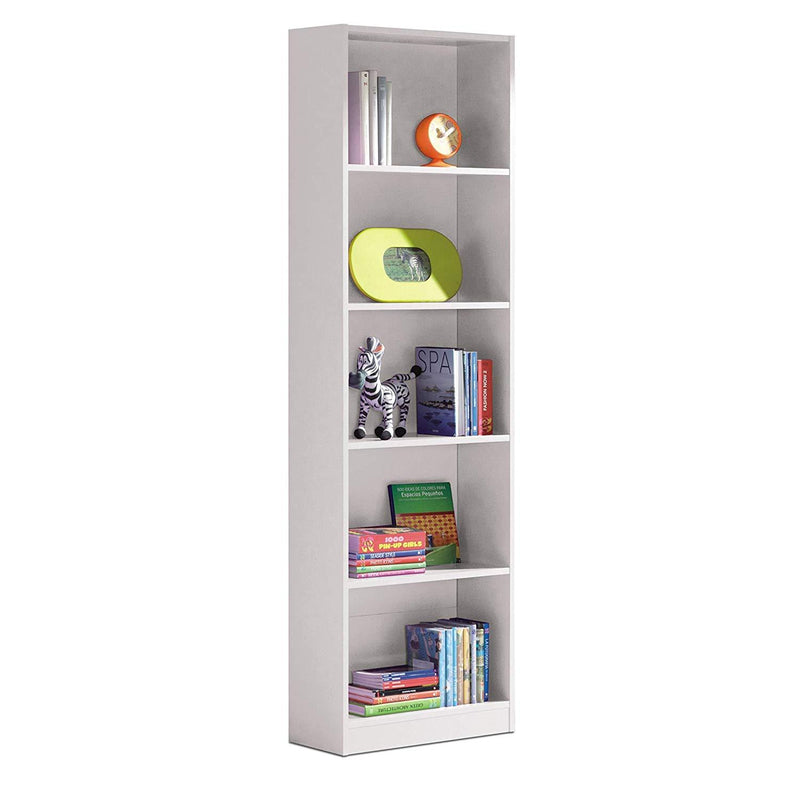 Libreria 5 Vani e 5 Ripiani 52x25x180 cm Rizzetti Catania Bianco