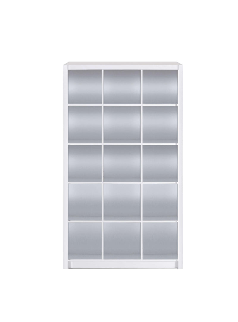 Libreria in Melaminico a 15 Scomparti 114x30x195 cm Rizzetti Rosalie Bianco Lucido