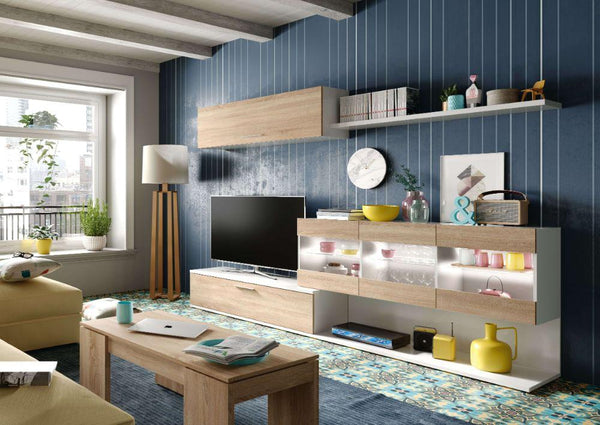 Aufbewahrungswand TV-Schrank 1 Wandeinheit Rizzetti Sailing White Oak sconto