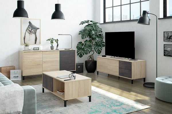 prezzo Couchtisch mit Aufbewahrungsregalen 40 x 100 x 50 cm Rizzetti Ocean Oak und Oxid