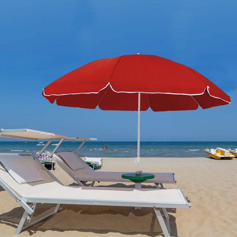 Ombrellone da Giardino Ø180 cm in alluminio telo in poliestere Rosso