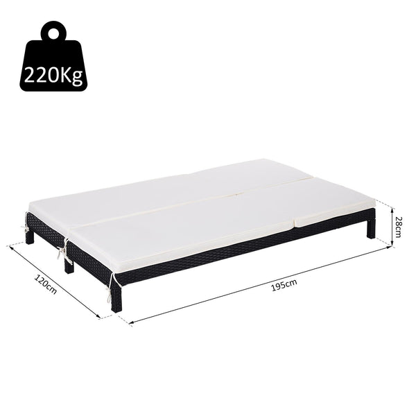 acquista Doppelgarten-Sonnenliege aus schwarzem und weißem Rattan