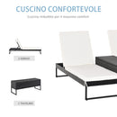 Set 2 Lettini Prendisole con Tavolino in Rattan  Nero e Bianco