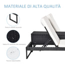 Set 2 Lettini Prendisole con Tavolino in Rattan  Nero e Bianco