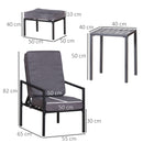 Set Salotto da Giardino in Metallo e Poliestere 2 Sedie 2 Pouf e Tavolino  Grigio e Nero