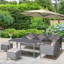 Set Salotto da Giardino in Rattan 2 Divani Angolari Tavolino 2 Sgabelli  Grigio