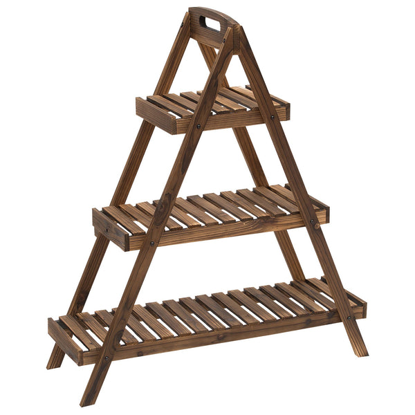 sconto Pflanzenhalter Pflanzgefäß 3 Ebenen 86 x 28 x 100 cm Pyramide aus Fichtenholz