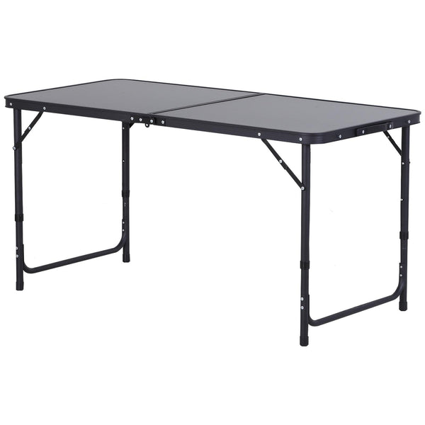 prezzo Verstellbarer klappbarer Picknick-Campingtisch aus Aluminium 120 x 60 x 68 cm Grau und Schwarz