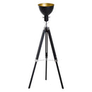 Lampada da Terra Tripode in Legno e Paralume in Metallo Altezza 102/152cm  Nero