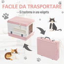 Lettiera per Gatti Portatile con Vassoio Estraibile e Accessori  Rosa e Bianca