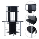 Scrivania da Ufficio ad Angolo Porta PC in MDF e Ferro 113x65x158 cm  Nera