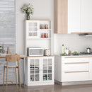 Credenza Moderna con 2 Vetrinette 80x37x183 cm in MDF  Bianco