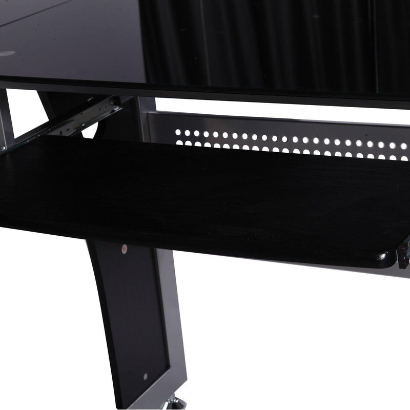 Scrivania da Ufficio ad Angolo Porta PC in MDF e Ferro 164x139x75 cm  Nera