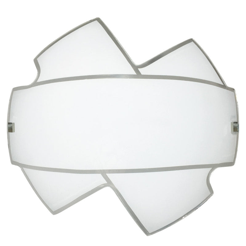 Plafoniera 2xE27 Montatura Bianca Vetro Lastra Serigrafato Bianco E-Energy Nives