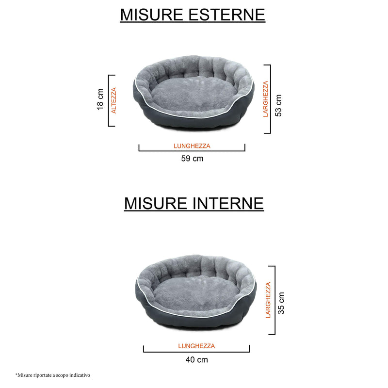 Cuccia Imbottita per Cani e Gatti in Poliestere Coccole Grigio