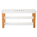 Panca Scarpiera 2 Ripiani in Legno e MDF 90x29x45 cm  Bianca