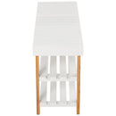 Panca Scarpiera 2 Ripiani in Legno e MDF 90x29x45 cm  Bianca