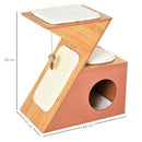 Casetta per Gatti con Tiragraffi in MDF 60x37x65 cm  Arancione