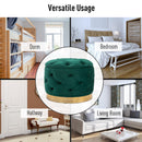 Pouf Contenitore con Coperchio in Velluto con Bottoni Trapuntati   Verde