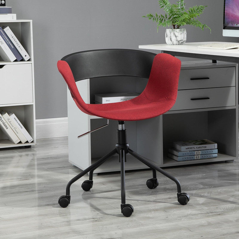 Sedia da Ufficio Operativa in Tessuto e Metallo   Rossa e Nera