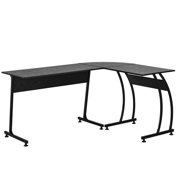 sconto Eckschreibtisch für PC aus Holz und Metall 112,5 x 152 x 74 cm Schwarz