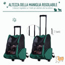 Trolley zaino 2 in 1 per piccoli animali domestici 36x30x49 cm  Verde