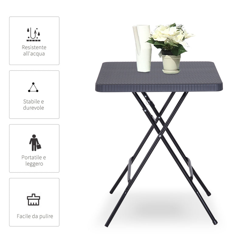 Tavolino Pieghevole da Giardino 60x60x74 cm  Marrone