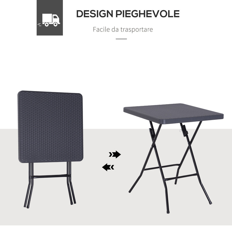 Tavolino Pieghevole da Giardino 60x60x74 cm  Marrone