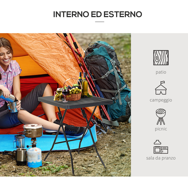 Tavolino Pieghevole da Giardino 60x60x74 cm  Marrone