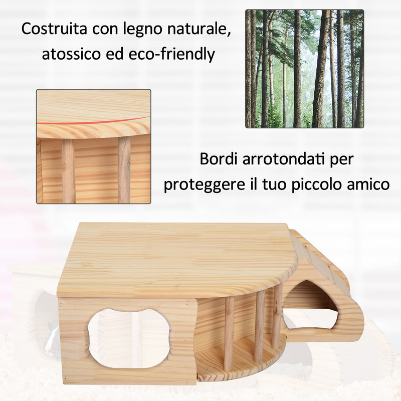 Casetta per Roditori e Piccoli Animali in Legno di Abete 60x37x19,7 cm 