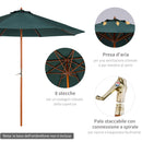 Ombrellone da Giardino Ø2,7 m Palo Ø38 mm in Legno di Pioppo Verde