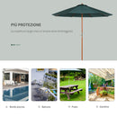 Ombrellone da Giardino Ø2,7 m Palo Ø38 mm in Legno di Pioppo Verde