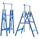 Set 2 Cavalletti da Lavoro Pieghevoli Telescopici Altezza Regolabile in Tubi d'Acciaio   Blu