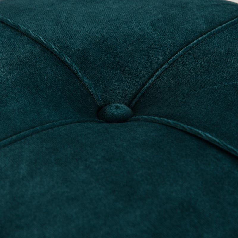 Pouf Imbottito Rotondo in Tessuto Felpato Ø38x43 cm  Verde Smeraldo
