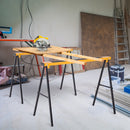 Set 2 Cavalletti da Lavoro Pieghevoli max 250Kg in Acciaio 99,5x50x76 cm  Neri e Gialli