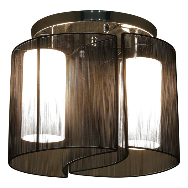 acquista Deckenleuchte 2 Lampenschirme 80W E27 in Stahl und Glas Ø47,5x33 cm Schwarz