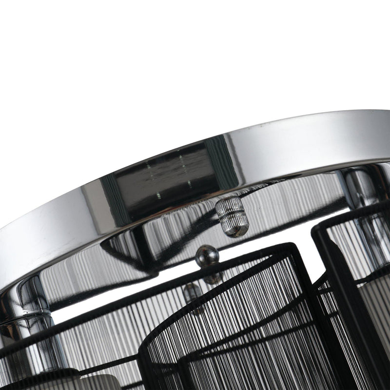 Lampada da Soffitto 2 Paralumi 80W E27 in Acciaio e Vetro Ø47,5x33 cm  Nero