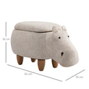Pouf Poggiapiedi a Forma di Ippopotamo in Tessuto 65x35x36 cm  Beige