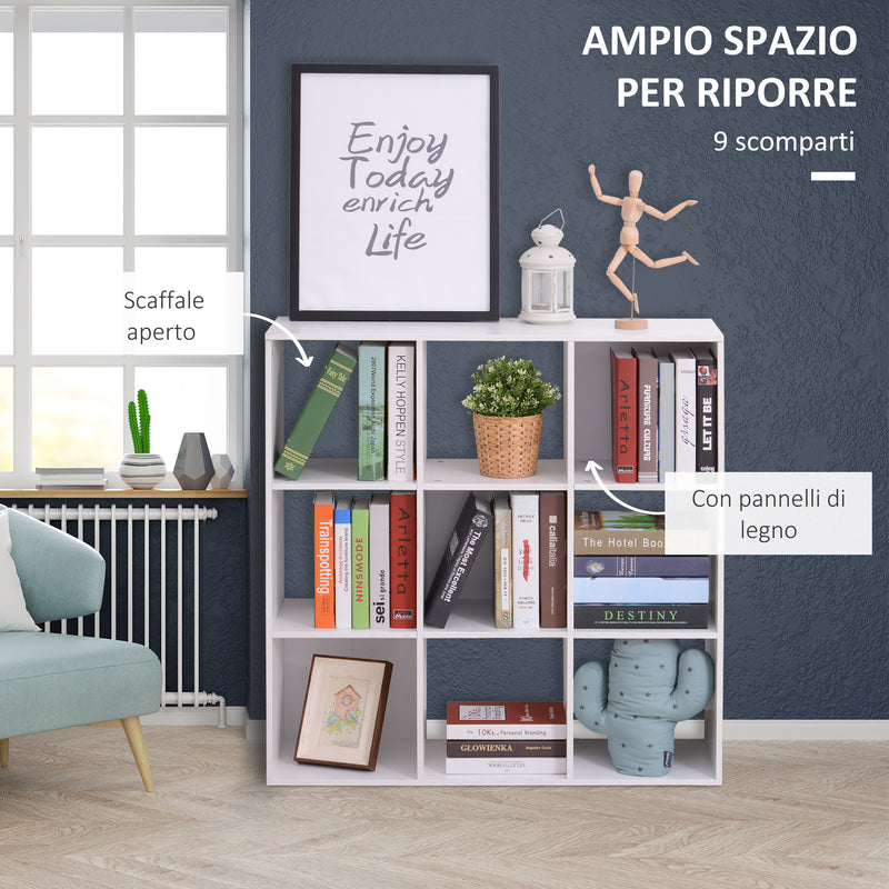 Libreria Moderna 6 Somparti in MDF 91x29,5x91 cm  Bianco