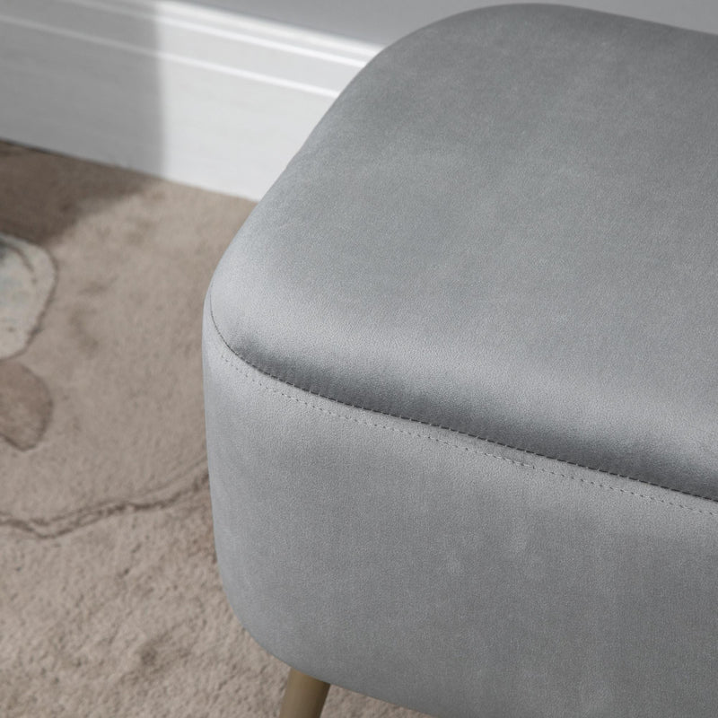 Pouf Poggiapiedi in Tessuto Vellutato 55x41x42 cm  Grigio Chiaro