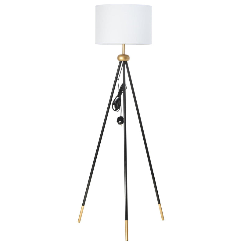 Lampada da Terra Tripode in Metallo con Paralume 56x56x137 cm  Bianco