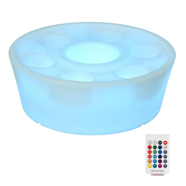 7 Fächer LED Getränkehalter Tablett mit Fernbedienung Ø42x15 cm sconto