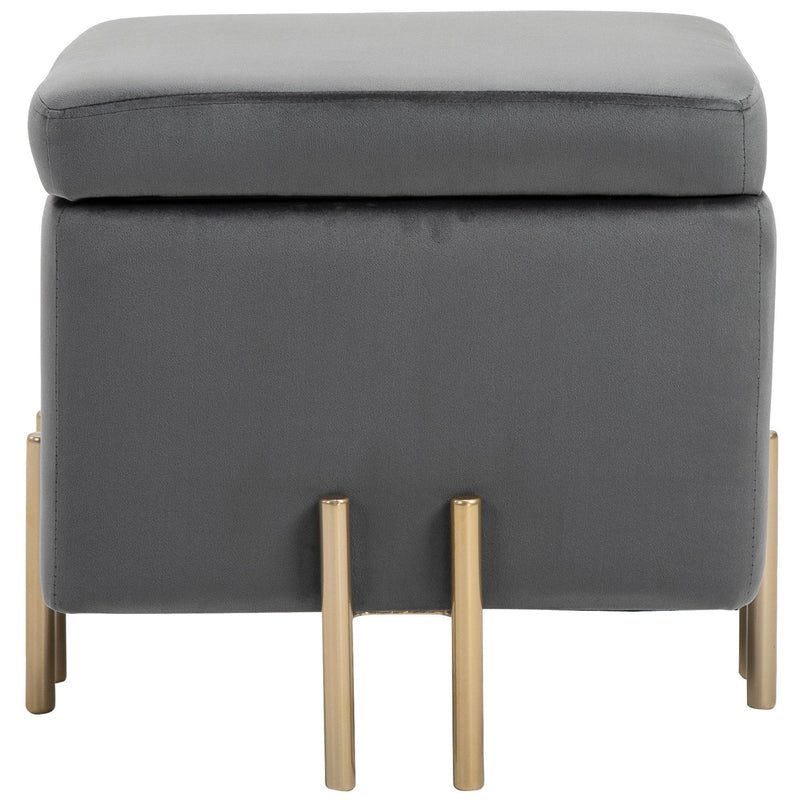 Pouf Poggiapiedi in Tessuto Poliestere 45x45x42 cm  Grigio Scuro