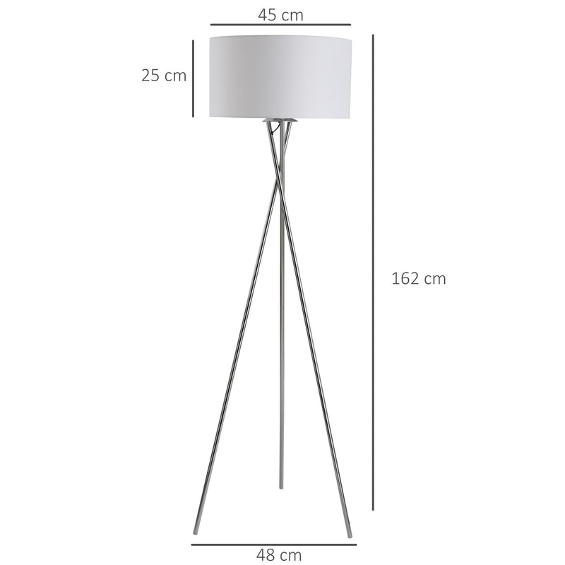 Lampada da Terra Tripode in Metallo con Paralume Ø48x162 cm  Bianco