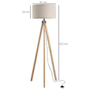 Lampada da Terra Tripode in Legno con Paralume E27 Ø45x152 cm  Beige