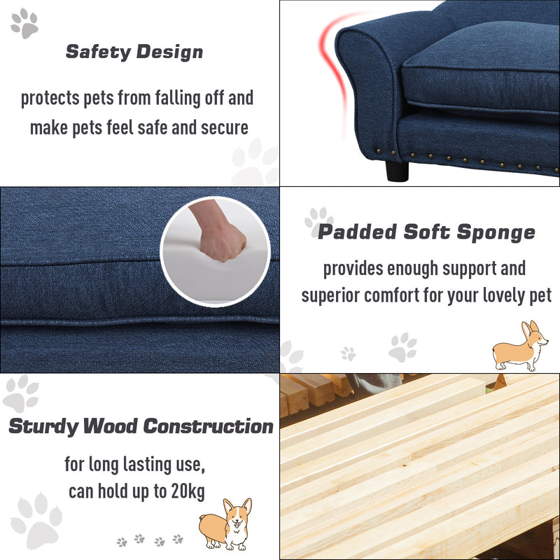 Cuccia Divanetto per Cani Piccola Taglia 74x41x32,5 cm  Blu Scuro