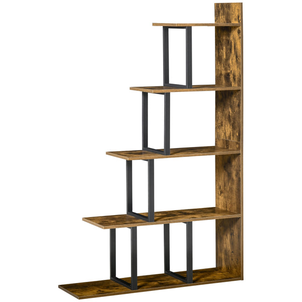 Bücherregal 5 Regale aus Holz in gealterter Optik 102 x 30 x 160 cm Dunkelbraun prezzo