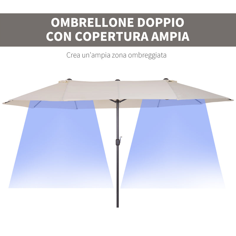Ombrellone da Giardino 4,6x2,7 m Palo Ø48 mm Doppio Tetto Beige