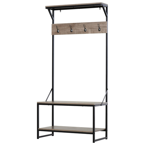 Bankgarderobe mit Schuhablage aus Metall und MDF 80 x 40 x 170 cm Schwarz sconto
